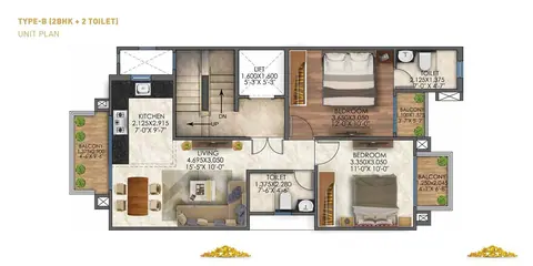 Signature Global City 81 2 BHK(B) floor plan