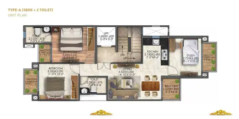 Signature Global City 81 3 BHK(C) floor plan