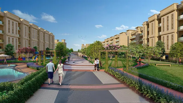 Signature Global City 92 — landscaped walkway