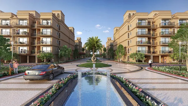Signature Global City 92 — entrance boulevard with water feature