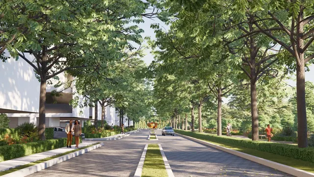 Signature Global City 93 — tree-lined internal avenue