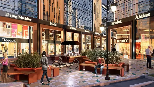 Signature Global SCO 37D — Pedestrian plaza with shops