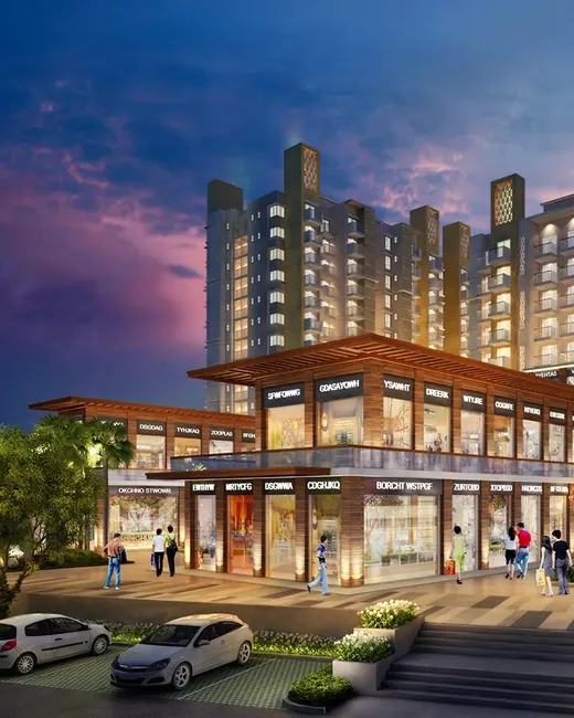 Signature Global Signum 93-2 — Artistic impression of the retail hub at dusk