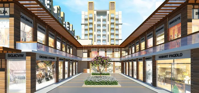 Signature Global Signum 93-2 — Artistic impression of the central courtyard with shops