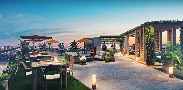 Signature Global Signum Plaza 37D II — Rooftop seating area render