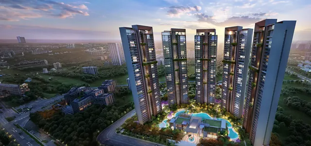 Signature Global Titanium SPR — aerial view of towers and landscape