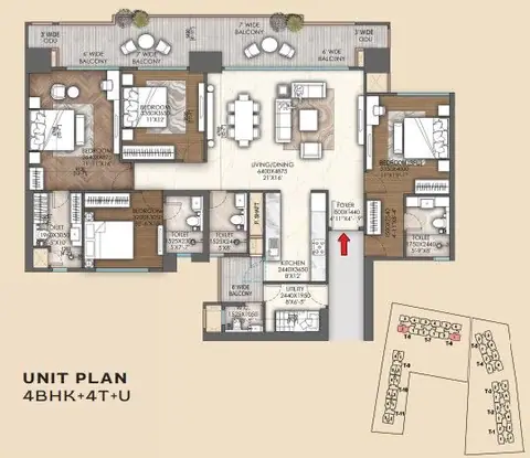 Signature Sarvam 4BHK+4T+Utility floor plan