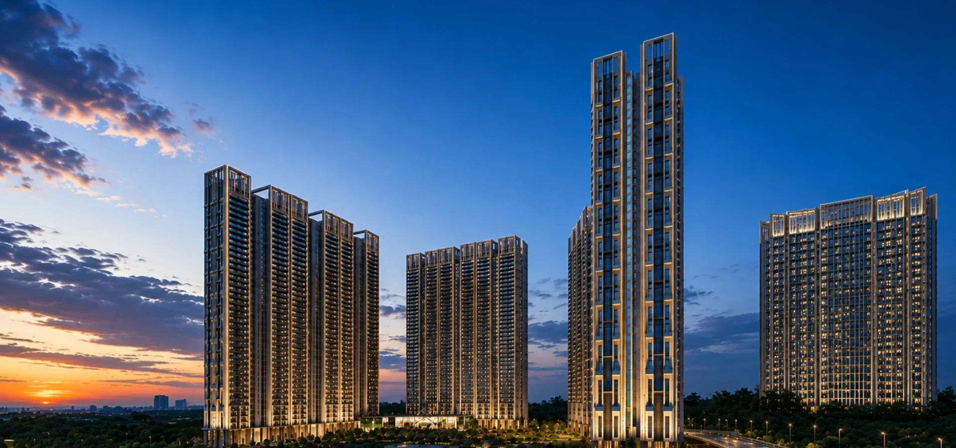 Signature Sarvam — towers at dusk
