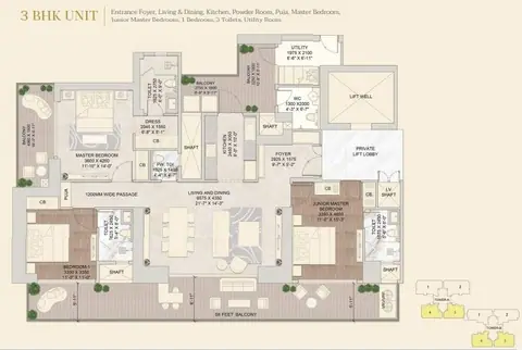 Signature Twin Towers DXP 3BHK floor plan
