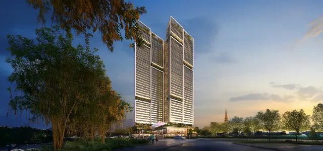 Signature Twin Towers DXP — twin towers at dusk