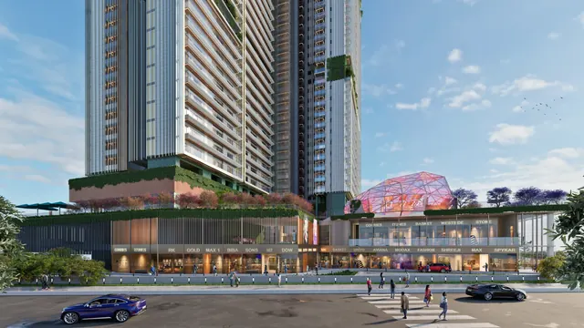 Signature Twin Towers DXP — podium and towers street view