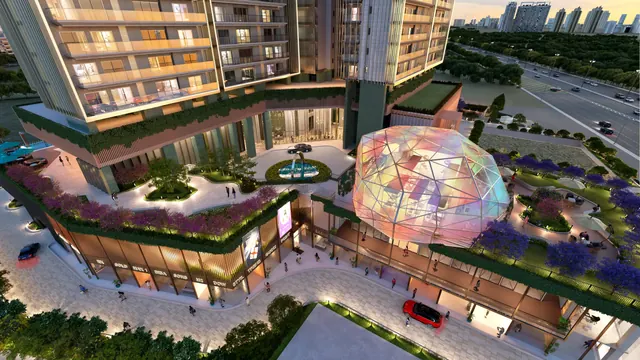 Signature Twin Towers DXP — podium landscape aerial