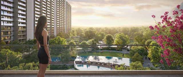 Smartworld Nature's Court — balcony view over landscape and pool