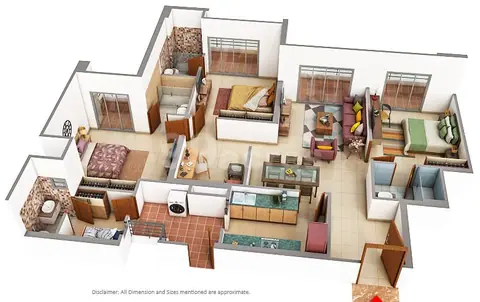 Smartworld One DXP 3.5 BHK + Servant floor plan