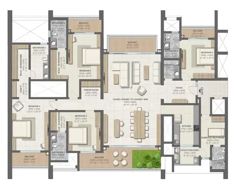 Sobha Aranya Gurgaon 4 BHK + DOMESTIC HELP ROOM floor plan