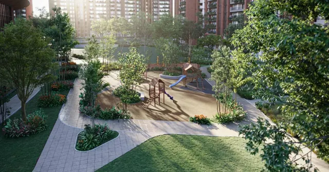 Garden walkway and play area