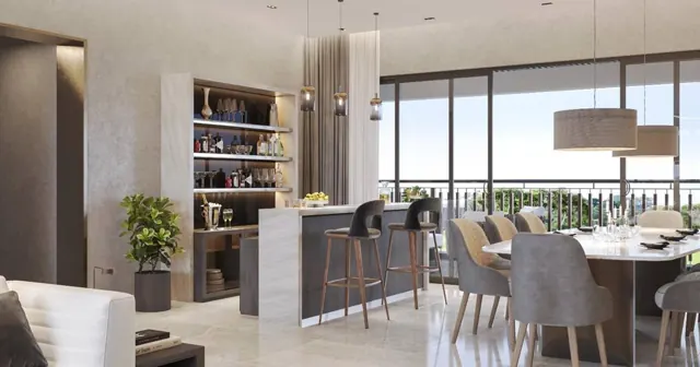 Dining area and kitchen counter