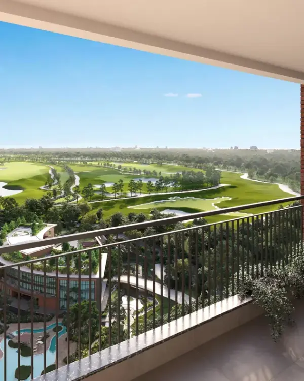 Balcony view over the golf course