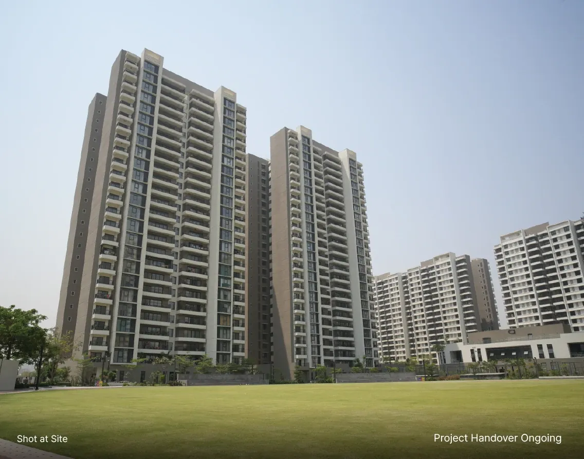 Sobha City Gurgaon — towers and central green (actual site photo)