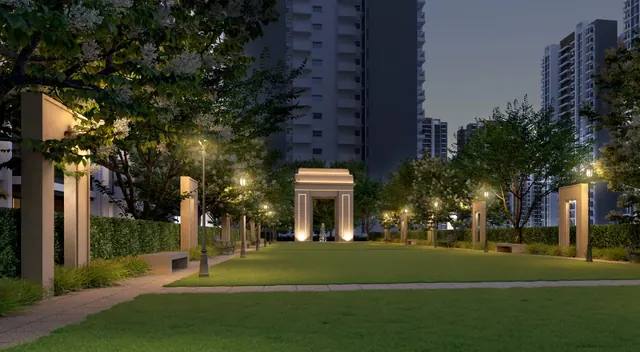 Sobha City Gurgaon — landscaped vista at night