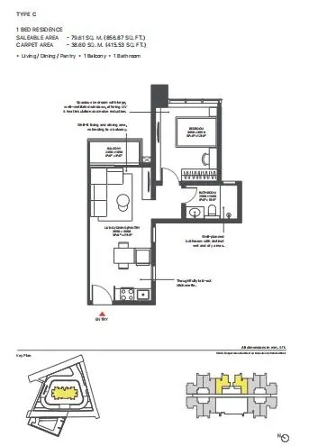 Sobha Strada 1BHK floor plan