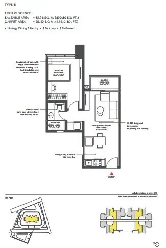 Sobha Strada 1BHK floor plan