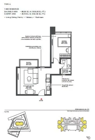 Sobha Strada 1BHK floor plan