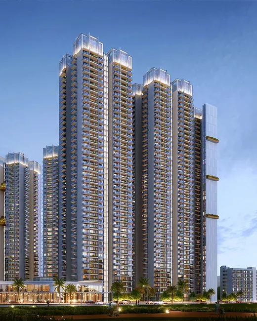 SS Camasa — towers elevation at dusk (render)