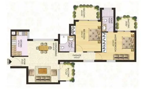 SS The Coralwood 2 BHK floor plan