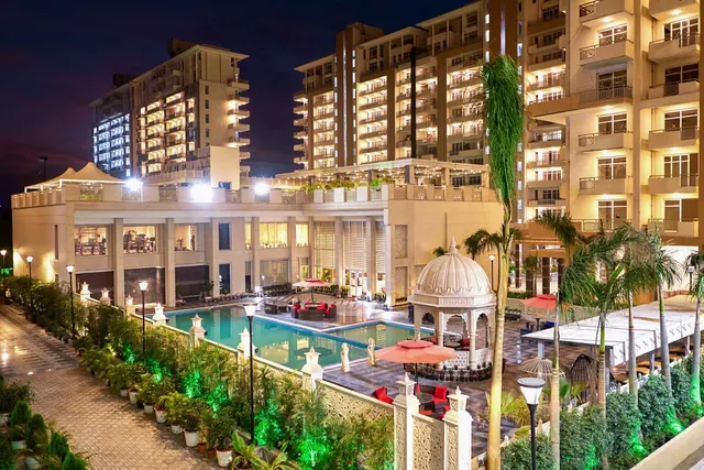 SS The Leaf — pool and towers at night