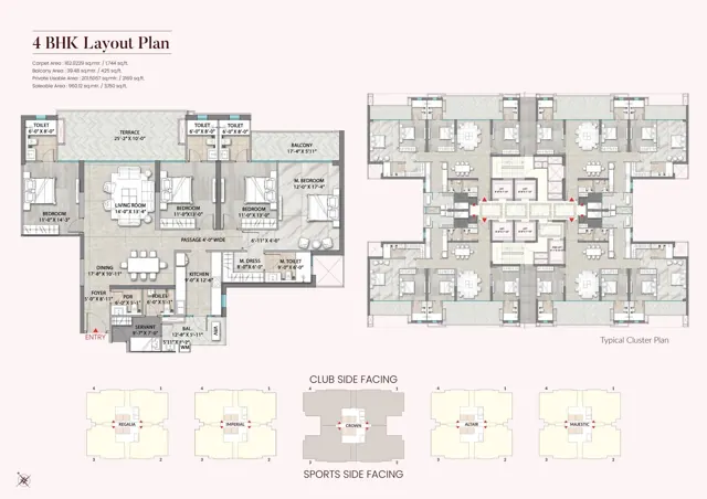 Suncity Monarch Residences 4 BHK floor plan