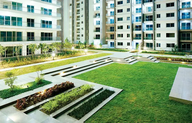 Tata Gurgaon Gateway — landscaped lawns between towers (actual photo)