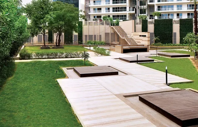 Tata Gurgaon Gateway — landscaped deck and gardens (actual photo)
