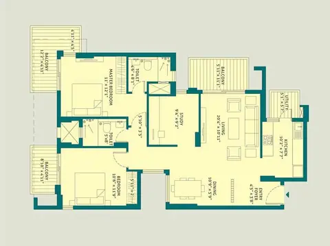 Tata La Vida 2BHK + Study floor plan