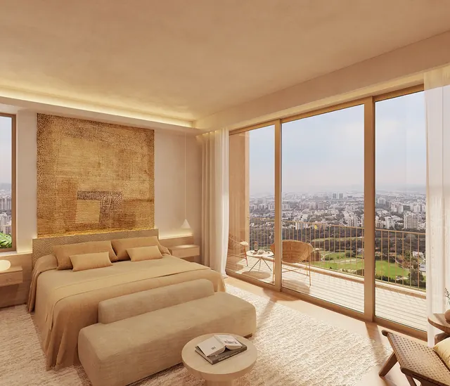 Trehan Iris Omara — bedroom with view (interior render)
