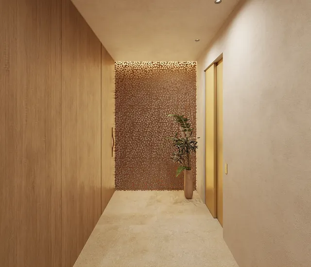 Trehan Iris Omara — private lift lobby (interior render)
