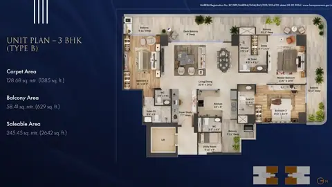 TREVOC Royal Residences 3 BHK + Servant floor plan