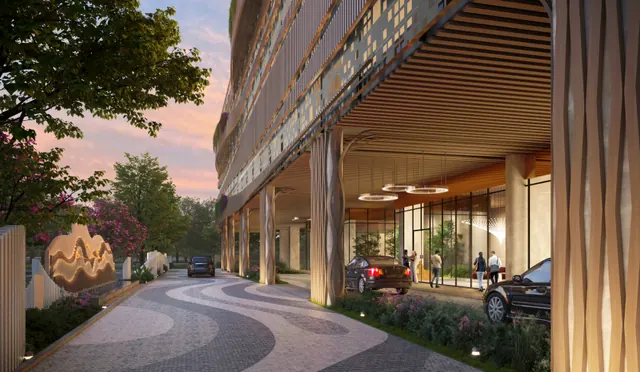 TREVOC Royal Residences — porte-cochere drop-off (render)