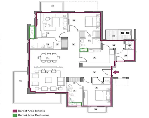 Vatika Sovereign Park 3BHK+ S floor plan