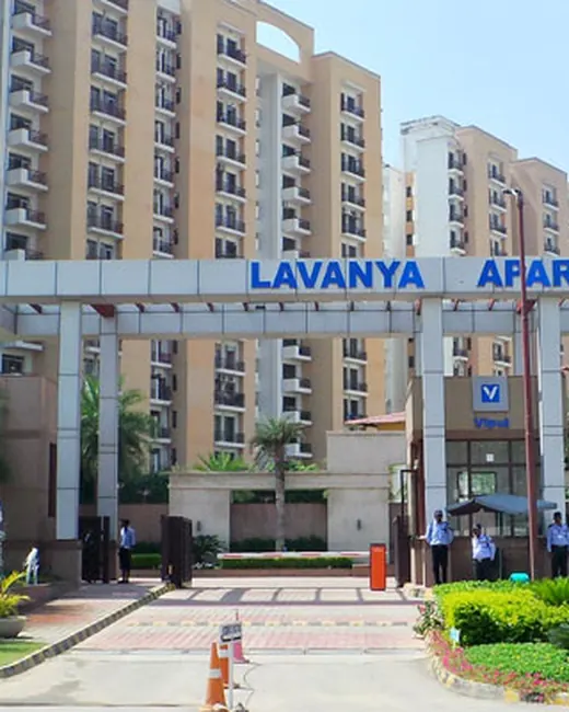 Vipul Lavanya — entrance gate with towers (actual photo, 1140x400 slider)