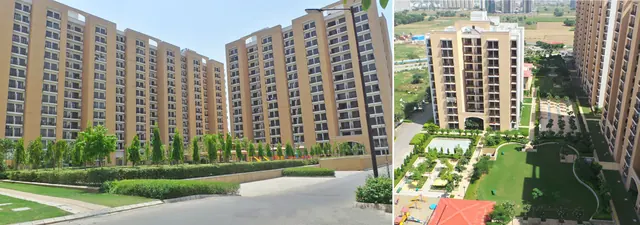 Vipul Lavanya — towers and central green (actual photo collage, slider)