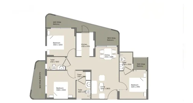 WAL Serenia 92 3 BHK Type 2 floor plan