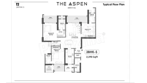 Whiteland The Aspen 3 BHK - S floor plan