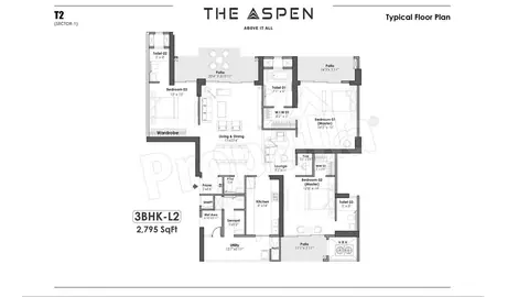 Whiteland The Aspen 3 BHK - L floor plan