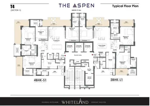 Whiteland The Aspen 4 BHK - S floor plan
