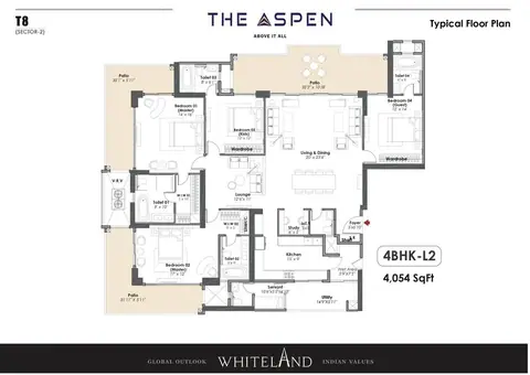 Whiteland The Aspen 4 BHK - L3 floor plan