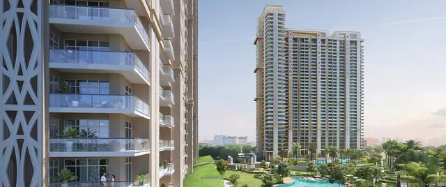 Whiteland The Aspen — tower facade and landscape (render)