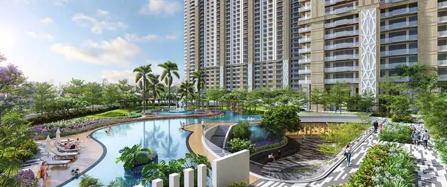 Whiteland The Aspen — landscaped pool and gardens (render)