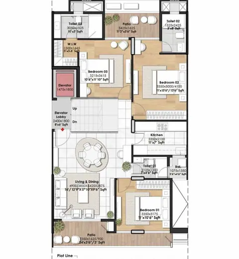 Whiteland Blissville 3 BHK + 3T floor plan