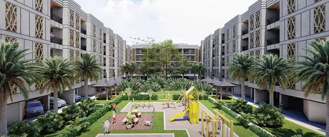 Whiteland Blissville — central green with play area (render)